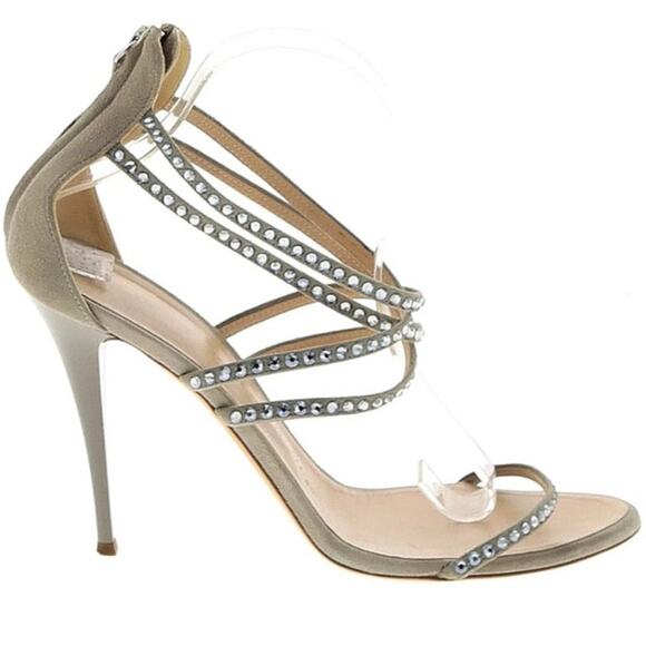 Giuseppe Zanotti Womens 40 US 8.5 Crystal Rhinestones Embellished Sandals Gray - Picture 1 of 16